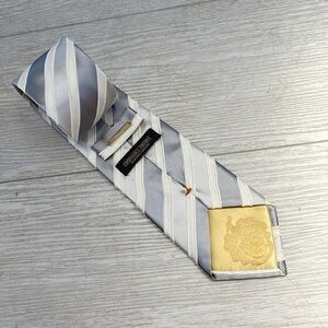 Donald Trump Stripe Silver White Tie 100% Silk